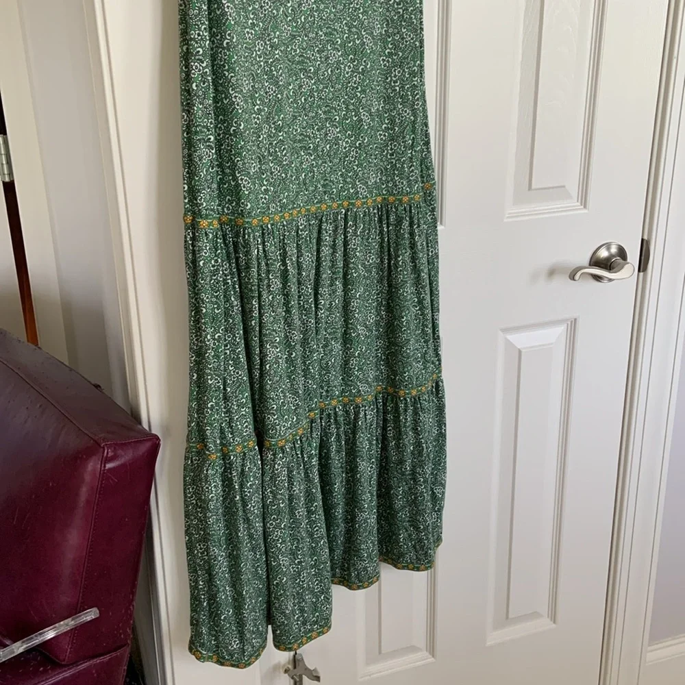 J.Jill green print tiered maxi dress - Picture 2 of 6